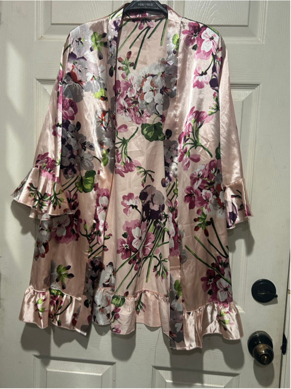 Women's SHEIN Floral Robe Size S Pink Green